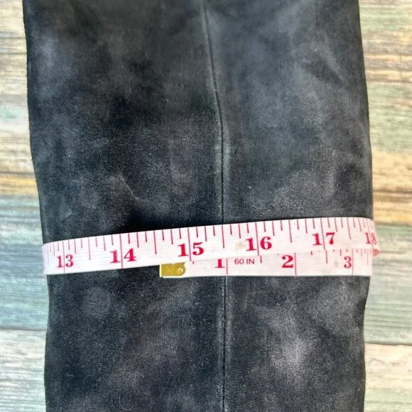 Born Over The Knee Boots Womens Size 7 Black Suede Pull On Block Heel Round Heel - Picture 11 of 13